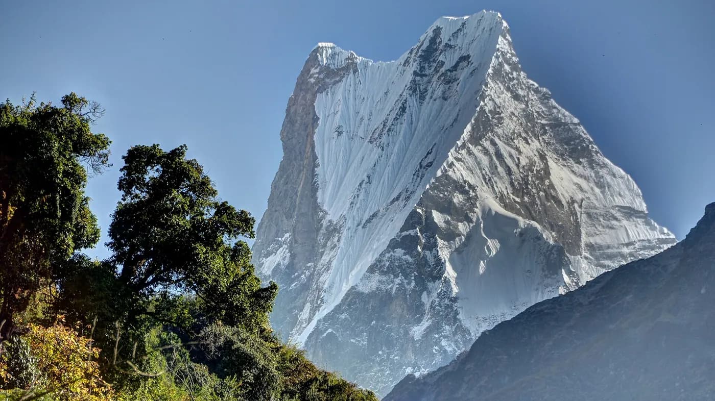 Himalayan peaks above a Nepali valley